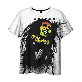 Мужская футболка 3D с принтом Bob Marley в Курске, 100% полиэфир | прямой крой, круглый вырез горловины, длина до линии бедер | Тематика изображения на принте: bob marley | боб марли | музыка | регги | ямайка
