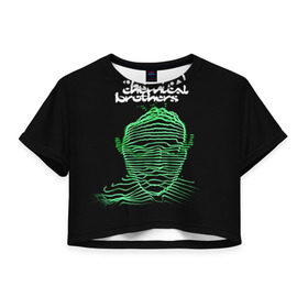 Женская футболка 3D укороченная с принтом Chemical Brothers в Курске, 100% полиэстер | круглая горловина, длина футболки до линии талии, рукава с отворотами | big beat | chemical brothers | биг бит | бигбит | кемикал бразерс | электронная | электронная музыка