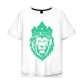 Мужская футболка хлопок Oversize с принтом One King в Курске, 100% хлопок | свободный крой, круглый ворот, “спинка” длиннее передней части | Тематика изображения на принте: king | leo | король | крутой | лев | рисунок