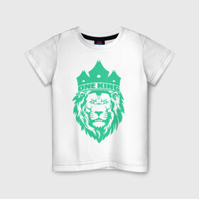 Детская футболка хлопок с принтом One King в Курске, 100% хлопок | круглый вырез горловины, полуприлегающий силуэт, длина до линии бедер | king | leo | король | крутой | лев | рисунок