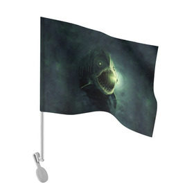 Флаг для автомобиля с принтом Рыба удильщик в Курске, 100% полиэстер | Размер: 30*21 см | рыбалка