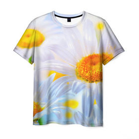 Мужская футболка 3D с принтом Ромашки в Курске, 100% полиэфир | прямой крой, круглый вырез горловины, длина до линии бедер | красота | поле | природа | ромашка | цветы