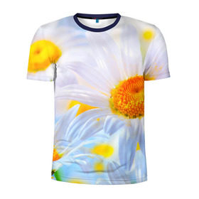 Мужская футболка 3D спортивная с принтом Ромашки в Курске, 100% полиэстер с улучшенными характеристиками | приталенный силуэт, круглая горловина, широкие плечи, сужается к линии бедра | красота | поле | природа | ромашка | цветы