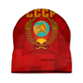 Шапка 3D с принтом СССР в Курске, 100% полиэстер | универсальный размер, печать по всей поверхности изделия | ussr | герб | звезда | коммунизм | серп и молот | советский союз