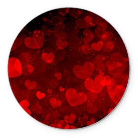 Коврик круглый с принтом Сердечко в Курске, резина и полиэстер | круглая форма, изображение наносится на всю лицевую часть | 14 февраля | красная | любовь | сердце