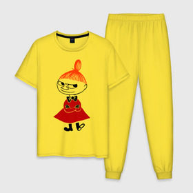Мужская пижама хлопок с принтом Малышка Мю в Курске, 100% хлопок | брюки и футболка прямого кроя, без карманов, на брюках мягкая резинка на поясе и по низу штанин
 | муми тролль