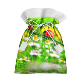 Подарочный 3D мешок с принтом Макро в Курске, 100% полиэстер | Размер: 29*39 см | божья коровка | насекомые | одуванчик | природа | цветы