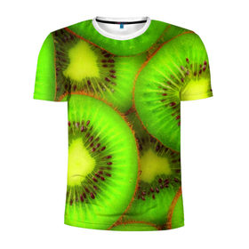 Мужская футболка 3D спортивная с принтом Киви в Курске, 100% полиэстер с улучшенными характеристиками | приталенный силуэт, круглая горловина, широкие плечи, сужается к линии бедра | Тематика изображения на принте: 3д | зеленая | киви | красота | фрукт
