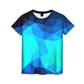 Женская футболка 3D с принтом Polygon в Курске, 100% полиэфир ( синтетическое хлопкоподобное полотно) | прямой крой, круглый вырез горловины, длина до линии бедер | полигоны | синий