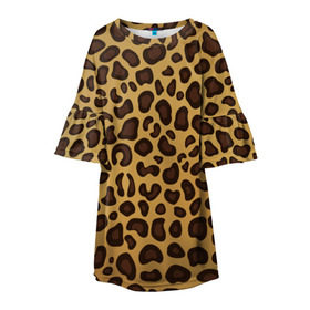 Детское платье 3D с принтом Окрас леопарда в Курске, 100% полиэстер | прямой силуэт, чуть расширенный к низу. Круглая горловина, на рукавах — воланы | арт | животные | леопард | окрас