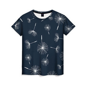 Женская футболка 3D с принтом Одуванчик в Курске, 100% полиэфир ( синтетическое хлопкоподобное полотно) | прямой крой, круглый вырез горловины, длина до линии бедер | одуванчик | поле | природа | цветы