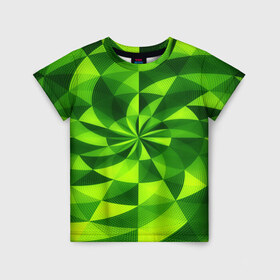Детская футболка 3D с принтом Текстура в Курске, 100% гипоаллергенный полиэфир | прямой крой, круглый вырез горловины, длина до линии бедер, чуть спущенное плечо, ткань немного тянется | 3д | абстракция | зеленая | квадраты | новые | популярные | текстура