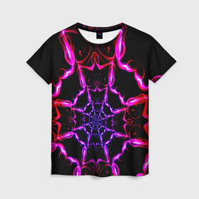 Женская футболка 3D с принтом Паутина в Курске, 100% полиэфир ( синтетическое хлопкоподобное полотно) | прямой крой, круглый вырез горловины, длина до линии бедер | калейдоскоп | разноцветный | яркий