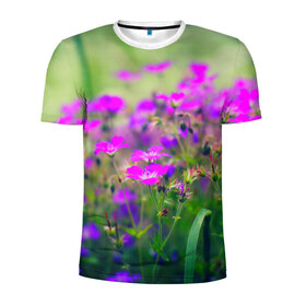 Мужская футболка 3D спортивная с принтом Цветы в Курске, 100% полиэстер с улучшенными характеристиками | приталенный силуэт, круглая горловина, широкие плечи, сужается к линии бедра | красота | лето | поле | цветок