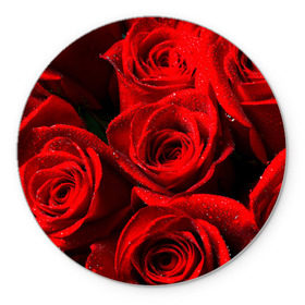 Коврик круглый с принтом Розы в Курске, резина и полиэстер | круглая форма, изображение наносится на всю лицевую часть | Тематика изображения на принте: красная | роза | роса | цветок