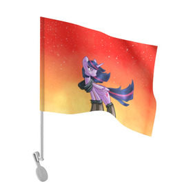 Флаг для автомобиля с принтом Red Sky в Курске, 100% полиэстер | Размер: 30*21 см | my little pony | луна | пинки пай | пони | рарити | рейнбоу дэш | селестия | сумеречная искорка | флаттершай | эплджек