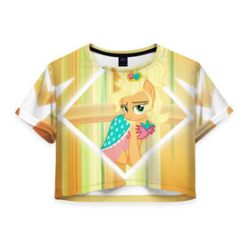 Женская футболка 3D укороченная с принтом Yellow в Курске, 100% полиэстер | круглая горловина, длина футболки до линии талии, рукава с отворотами | my little pony | луна | пинки пай | пони | рарити | рейнбоу дэш | селестия | сумеречная искорка | флаттершай | эплджек