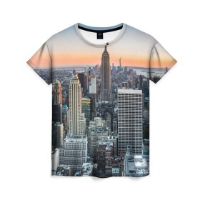 Женская футболка 3D с принтом Америка в Курске, 100% полиэфир ( синтетическое хлопкоподобное полотно) | прямой крой, круглый вырез горловины, длина до линии бедер | america | empire state building | new york | usa | америка | высотки | мегаполис | нью йорк | сша | штаты