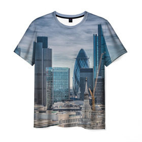 Мужская футболка 3D с принтом London в Курске, 100% полиэфир | прямой крой, круглый вырез горловины, длина до линии бедер | england | europe | london | англия | великобритания | высотки | королева | лондон | мегаполис | туризм
