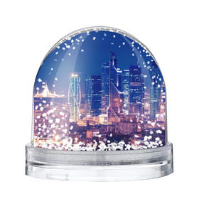 Снежный шар с принтом Ночная Москва в Курске, Пластик | Изображение внутри шара печатается на глянцевой фотобумаге с двух сторон | город | москва сити | пейзаж