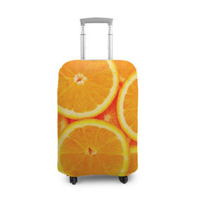 Чехол для чемодана 3D с принтом Апельсины в Курске, 86% полиэфир, 14% спандекс | двустороннее нанесение принта, прорези для ручек и колес | апельсин | долька | цитрус