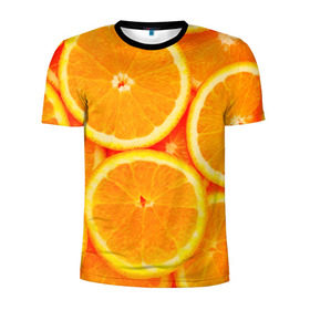 Мужская футболка 3D спортивная с принтом Апельсины в Курске, 100% полиэстер с улучшенными характеристиками | приталенный силуэт, круглая горловина, широкие плечи, сужается к линии бедра | апельсин | долька | цитрус