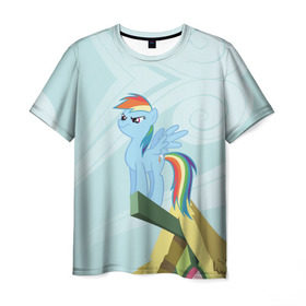 Мужская футболка 3D с принтом Rainbow в Курске, 100% полиэфир | прямой крой, круглый вырез горловины, длина до линии бедер | my little pony | луна | пинки пай | пони | рарити | рейнбоу дэш | селестия | сумеречная искорка | флаттершай | эплджек