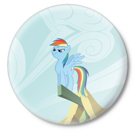 Значок с принтом Rainbow в Курске,  металл | круглая форма, металлическая застежка в виде булавки | my little pony | луна | пинки пай | пони | рарити | рейнбоу дэш | селестия | сумеречная искорка | флаттершай | эплджек