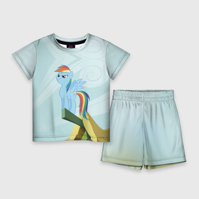 Детский костюм с шортами 3D с принтом Rainbow в Курске,  |  | my little pony | луна | пинки пай | пони | рарити | рейнбоу дэш | селестия | сумеречная искорка | флаттершай | эплджек