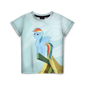 Детская футболка 3D с принтом Rainbow в Курске, 100% гипоаллергенный полиэфир | прямой крой, круглый вырез горловины, длина до линии бедер, чуть спущенное плечо, ткань немного тянется | my little pony | луна | пинки пай | пони | рарити | рейнбоу дэш | селестия | сумеречная искорка | флаттершай | эплджек