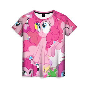 Женская футболка 3D с принтом Pinky Pie в Курске, 100% полиэфир ( синтетическое хлопкоподобное полотно) | прямой крой, круглый вырез горловины, длина до линии бедер | my little pony | луна | пинки пай | пони | рарити | рейнбоу дэш | селестия | сумеречная искорка | флаттершай | эплджек