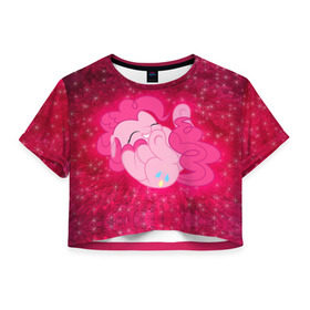 Женская футболка 3D укороченная с принтом Пирожок в Курске, 100% полиэстер | круглая горловина, длина футболки до линии талии, рукава с отворотами | my little pony | луна | пинки пай | пони | рарити | рейнбоу дэш | селестия | сумеречная искорка | флаттершай | эплджек