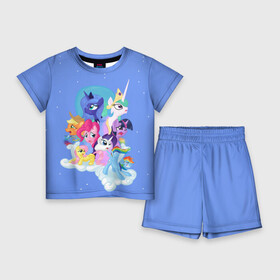Детский костюм с шортами 3D с принтом Night в Курске,  |  | my little pony | луна | пинки пай | пони | рарити | рейнбоу дэш | селестия | сумеречная искорка | флаттершай | эплджек