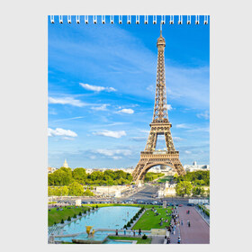 Скетчбук с принтом Париж в Курске, 100% бумага
 | 48 листов, плотность листов — 100 г/м2, плотность картонной обложки — 250 г/м2. Листы скреплены сверху удобной пружинной спиралью | france | paris | париж | франция | эйфелева башня