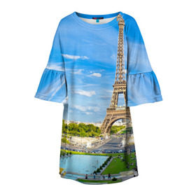Детское платье 3D с принтом Париж в Курске, 100% полиэстер | прямой силуэт, чуть расширенный к низу. Круглая горловина, на рукавах — воланы | france | paris | париж | франция | эйфелева башня