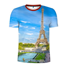Мужская футболка 3D спортивная с принтом Париж в Курске, 100% полиэстер с улучшенными характеристиками | приталенный силуэт, круглая горловина, широкие плечи, сужается к линии бедра | france | paris | париж | франция | эйфелева башня