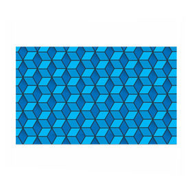 Бумага для упаковки 3D с принтом Blue cube в Курске, пластик и полированная сталь | круглая форма, металлическое крепление в виде кольца | Тематика изображения на принте: кубы | паттерн | синий