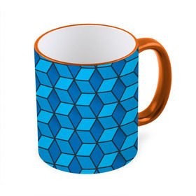 Кружка 3D с принтом Blue cube в Курске, керамика | ёмкость 330 мл | Тематика изображения на принте: кубы | паттерн | синий