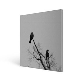 Холст квадратный с принтом Вороны на ветке в Курске, 100% ПВХ |  | Тематика изображения на принте: ветки | вороны | дерево