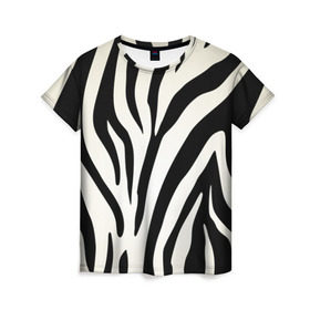 Женская футболка 3D с принтом Раскрас зебры в Курске, 100% полиэфир ( синтетическое хлопкоподобное полотно) | прямой крой, круглый вырез горловины, длина до линии бедер | абстракция | арт | животные | зебра | полосы | раскрас