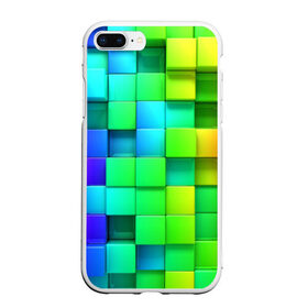 Чехол для iPhone 7Plus/8 Plus матовый с принтом Кубики в Курске, Силикон | Область печати: задняя сторона чехла, без боковых панелей | квадраты | кубики | радуга | разноцветные