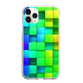 Чехол для iPhone 11 Pro Max матовый с принтом Кубики в Курске, Силикон |  | квадраты | кубики | радуга | разноцветные