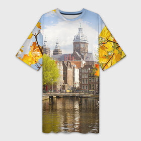 Платье-футболка 3D с принтом Amsterdam в Курске,  |  | нидерланды | пейзаж