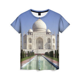 Женская футболка 3D с принтом Индия в Курске, 100% полиэфир ( синтетическое хлопкоподобное полотно) | прямой крой, круглый вырез горловины, длина до линии бедер | Тематика изображения на принте: goa | india | mumbai | new delhi | taj mahal | гоа | индия | каникулы | мавзолей | мечеть | мумбай | нью дели | отдых | отпуск | приключения | тадж махал | туризм
