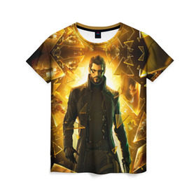 Женская футболка 3D с принтом Deus Ex в Курске, 100% полиэфир ( синтетическое хлопкоподобное полотно) | прямой крой, круглый вырез горловины, длина до линии бедер | deus ex | human revolution | mankind divided | адам дженсен | деус экс