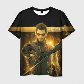 Мужская футболка 3D с принтом Deus Ex в Курске, 100% полиэфир | прямой крой, круглый вырез горловины, длина до линии бедер | Тематика изображения на принте: deus ex | human revolution | mankind divided | адам дженсен | деус экс