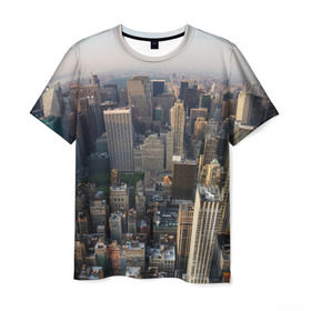 Мужская футболка 3D с принтом New York в Курске, 100% полиэфир | прямой крой, круглый вырез горловины, длина до линии бедер | america | new york | usa | америка | высотки | мегаполис | нью йорк | столица мира | сша | штаты