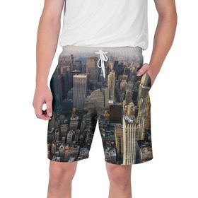 Мужские шорты 3D с принтом New York в Курске,  полиэстер 100% | прямой крой, два кармана без застежек по бокам. Мягкая трикотажная резинка на поясе, внутри которой широкие завязки. Длина чуть выше колен | america | new york | usa | америка | высотки | мегаполис | нью йорк | столица мира | сша | штаты