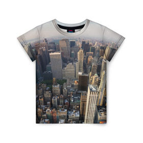 Детская футболка 3D с принтом New York в Курске, 100% гипоаллергенный полиэфир | прямой крой, круглый вырез горловины, длина до линии бедер, чуть спущенное плечо, ткань немного тянется | america | new york | usa | америка | высотки | мегаполис | нью йорк | столица мира | сша | штаты