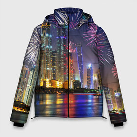 Мужская зимняя куртка 3D с принтом Салют в Дубае в Курске, верх — 100% полиэстер; подкладка — 100% полиэстер; утеплитель — 100% полиэстер | длина ниже бедра, свободный силуэт Оверсайз. Есть воротник-стойка, отстегивающийся капюшон и ветрозащитная планка. 

Боковые карманы с листочкой на кнопках и внутренний карман на молнии. | dubai | абу даби | арабские эмираты | ближний восток | богатство | бурдж халифа | дубай | изобилие | каникулы | мегаполис | нефть | оаэ | отпуск | персидский залив | праздник | роскошь | салют
